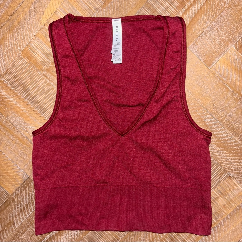 Athleta Red Fitted Crop Tank Top